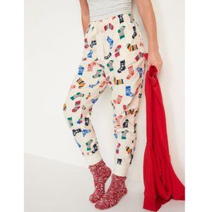 Old Navy Christmas Sock Printed Jogger Pajama in Cream Size L NWT